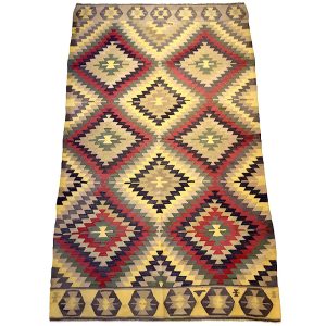 Vintage  tyrkisk Denizli kelim tæppe