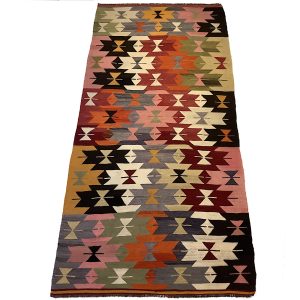 Vintage tyrkisk Denizli kelim tæppe