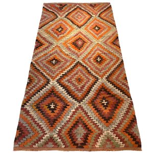 Vintage tyrkisk Denizli kelim tæppe