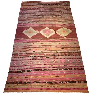 Tyrkisk vintage Denizli kelim tæppe