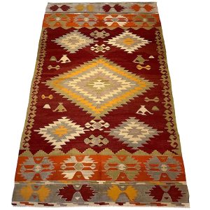 Tyrkisk vintage Denizli Ortaköy Cal kelim tæppe