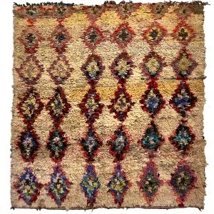 Marokkansk vintage Boucherouite Berber tæppe