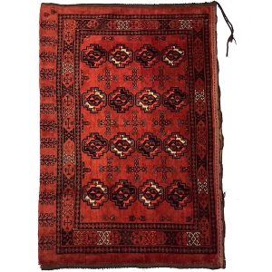 Antik turkmensk Ersari tæppe. Med bagstykke.