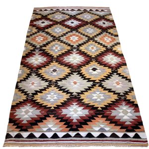 Vintage tyrkisk Denizli kelim tæppe